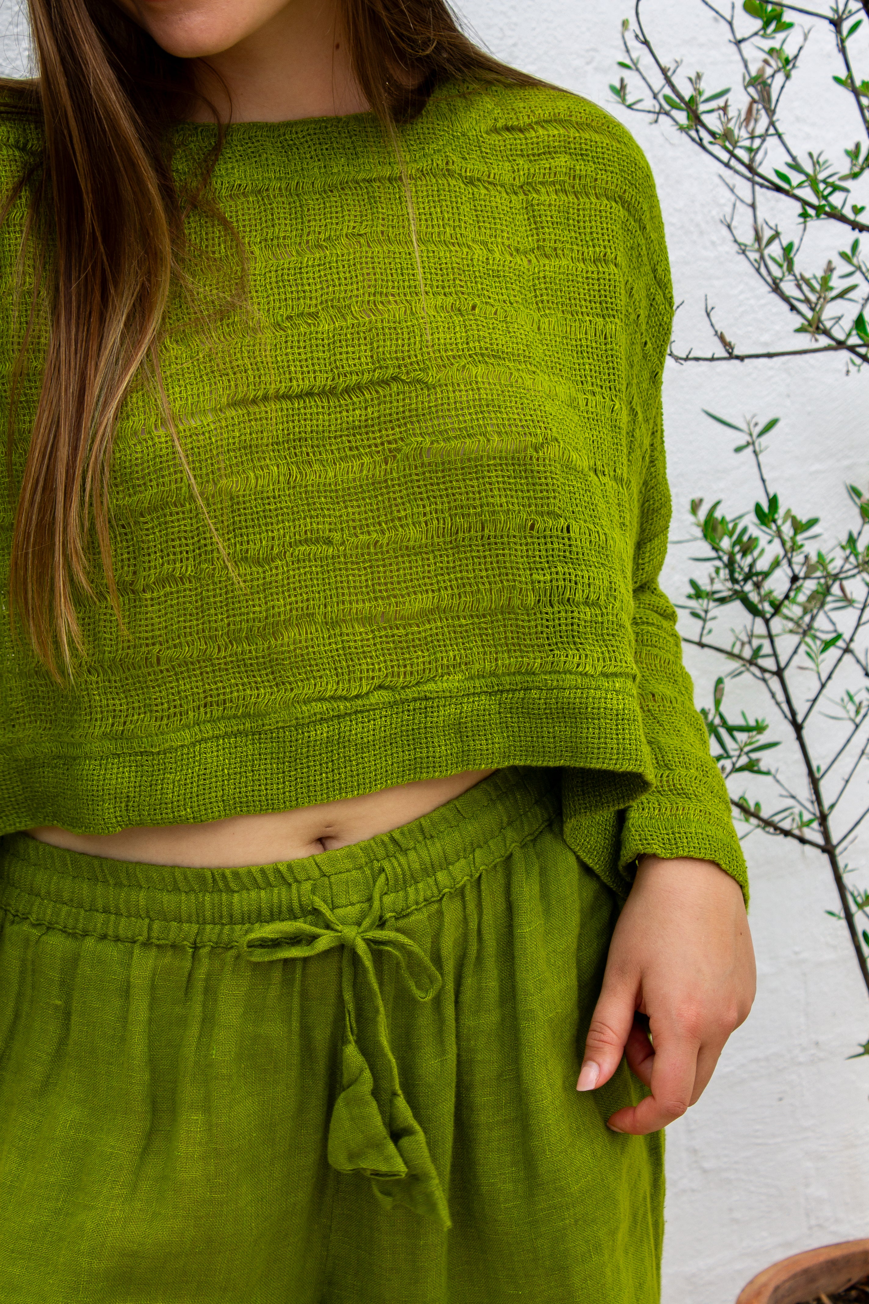 Monti Top - Moss Green Spaced Heavy Mesh