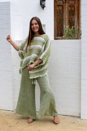Bono Top - Green Natural White Mesh