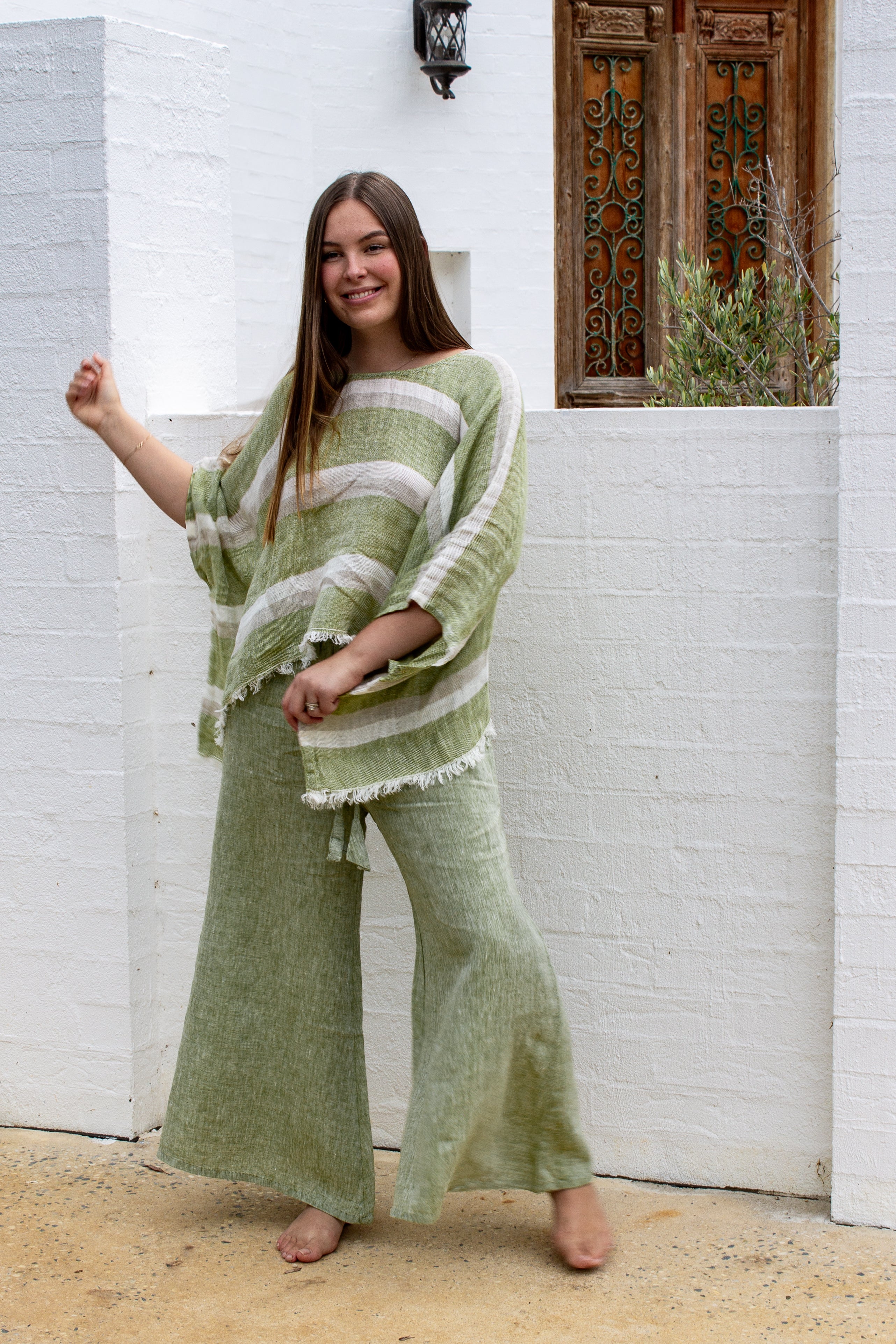 Bono Top - Green Natural White Mesh