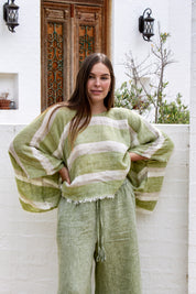 Bono Top - Green Natural White Mesh
