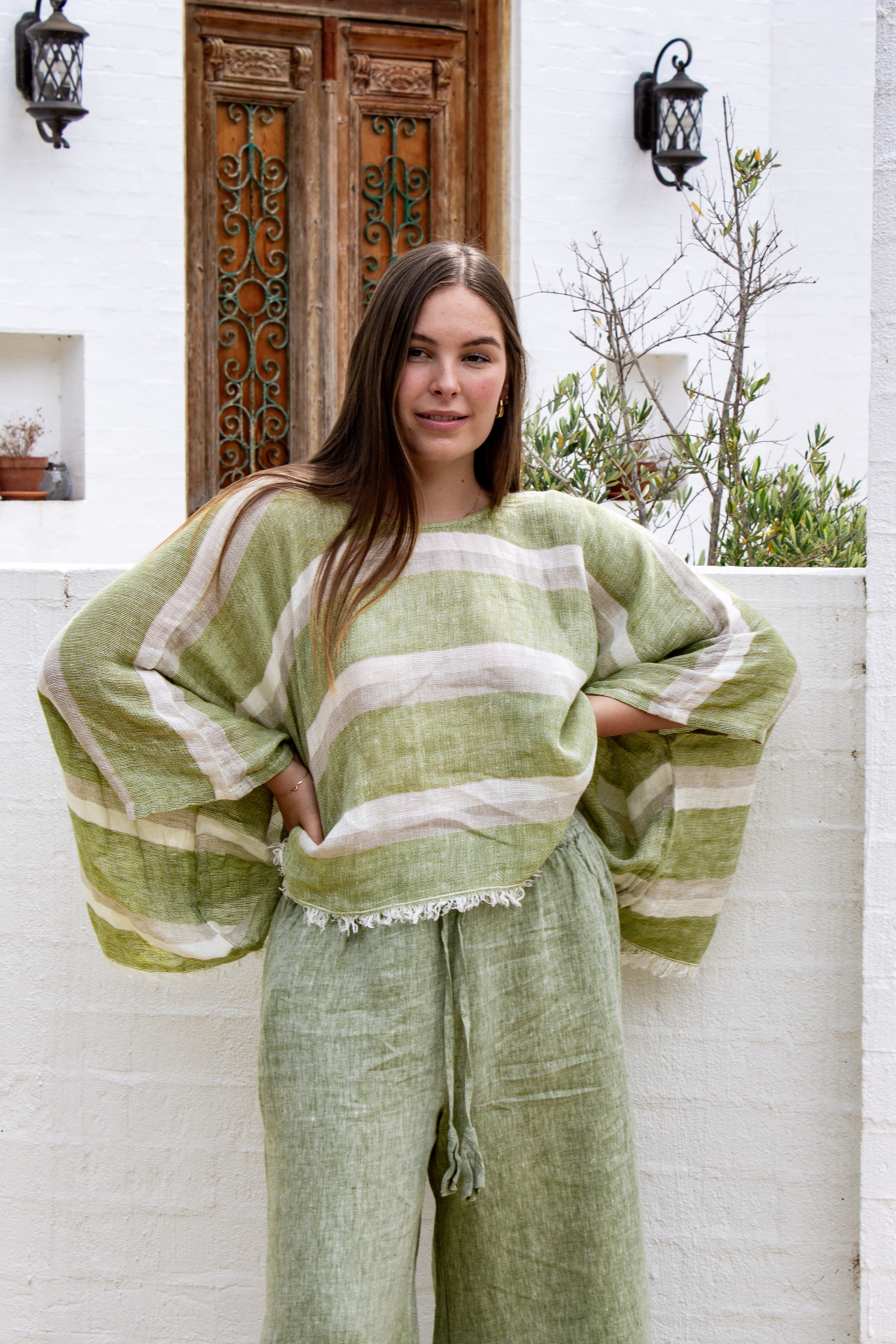 Bono Top - Green Natural White Mesh