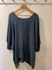 Olbia Top - Black + Azure Woven Mesh