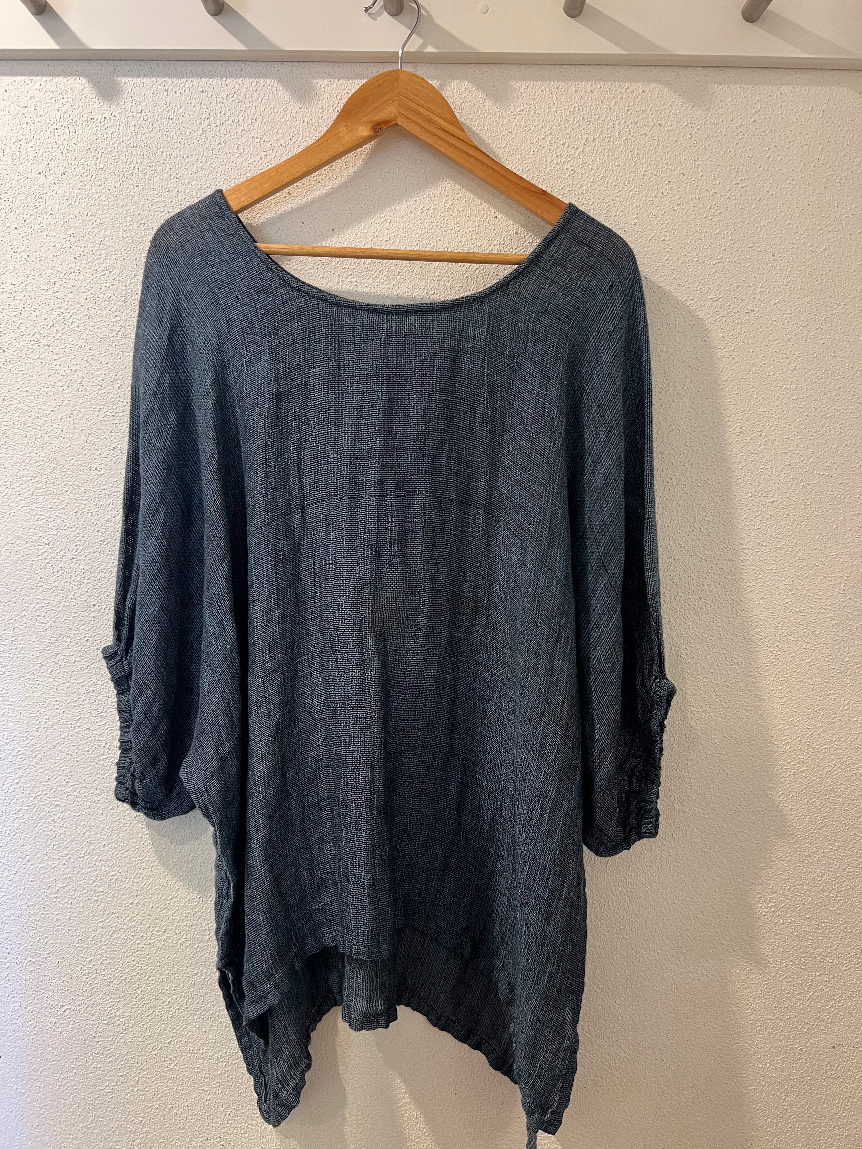 Olbia Top - Black + Azure Woven Mesh