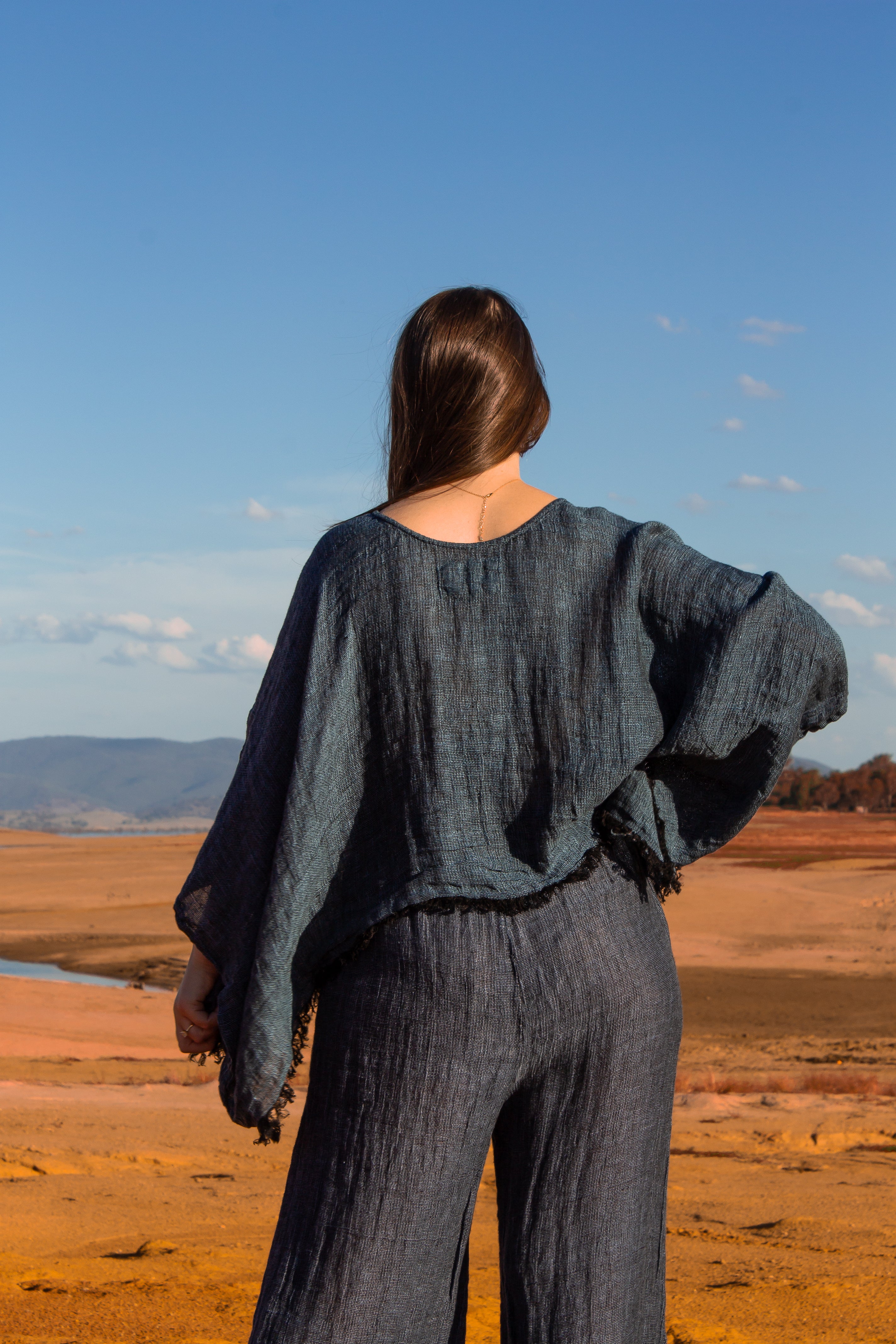Bono Top - Black + Azure Mesh