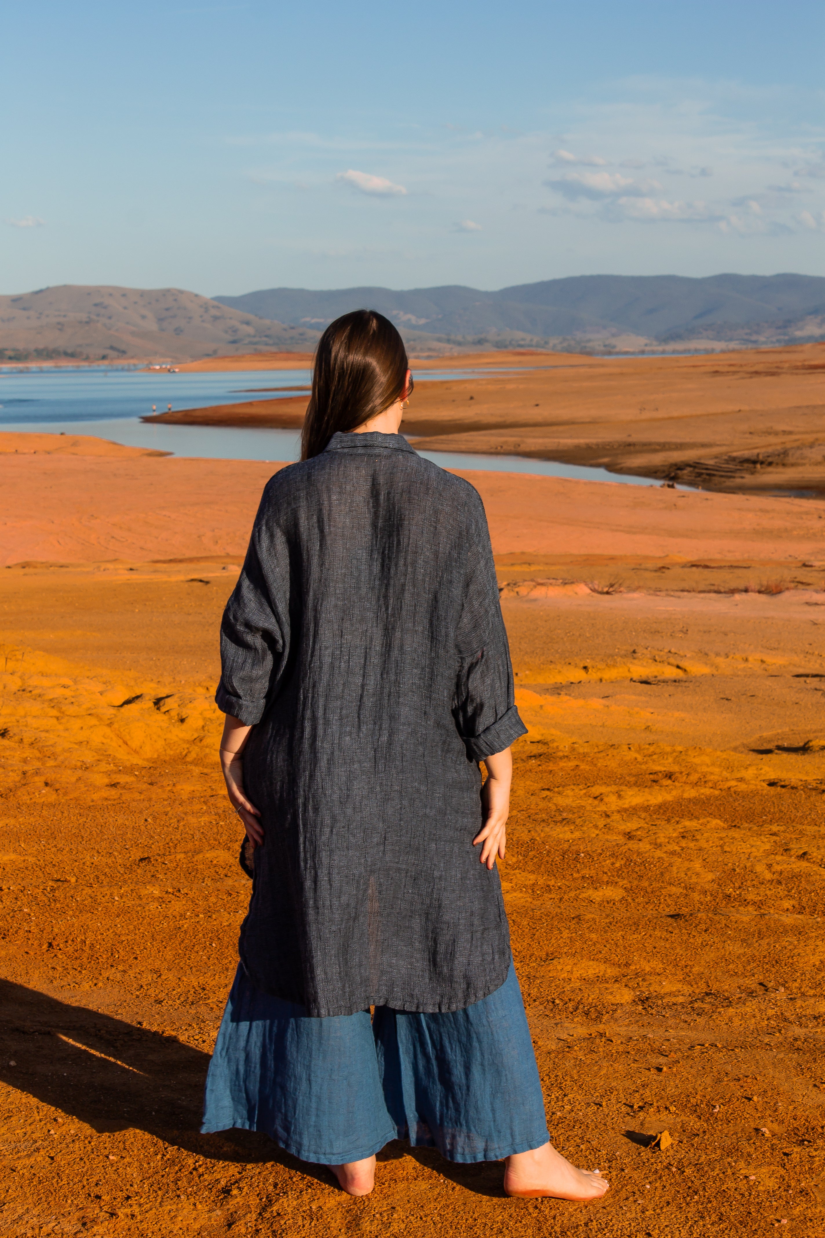 Portobello Shirt/Dress - Black + Azure Mesh