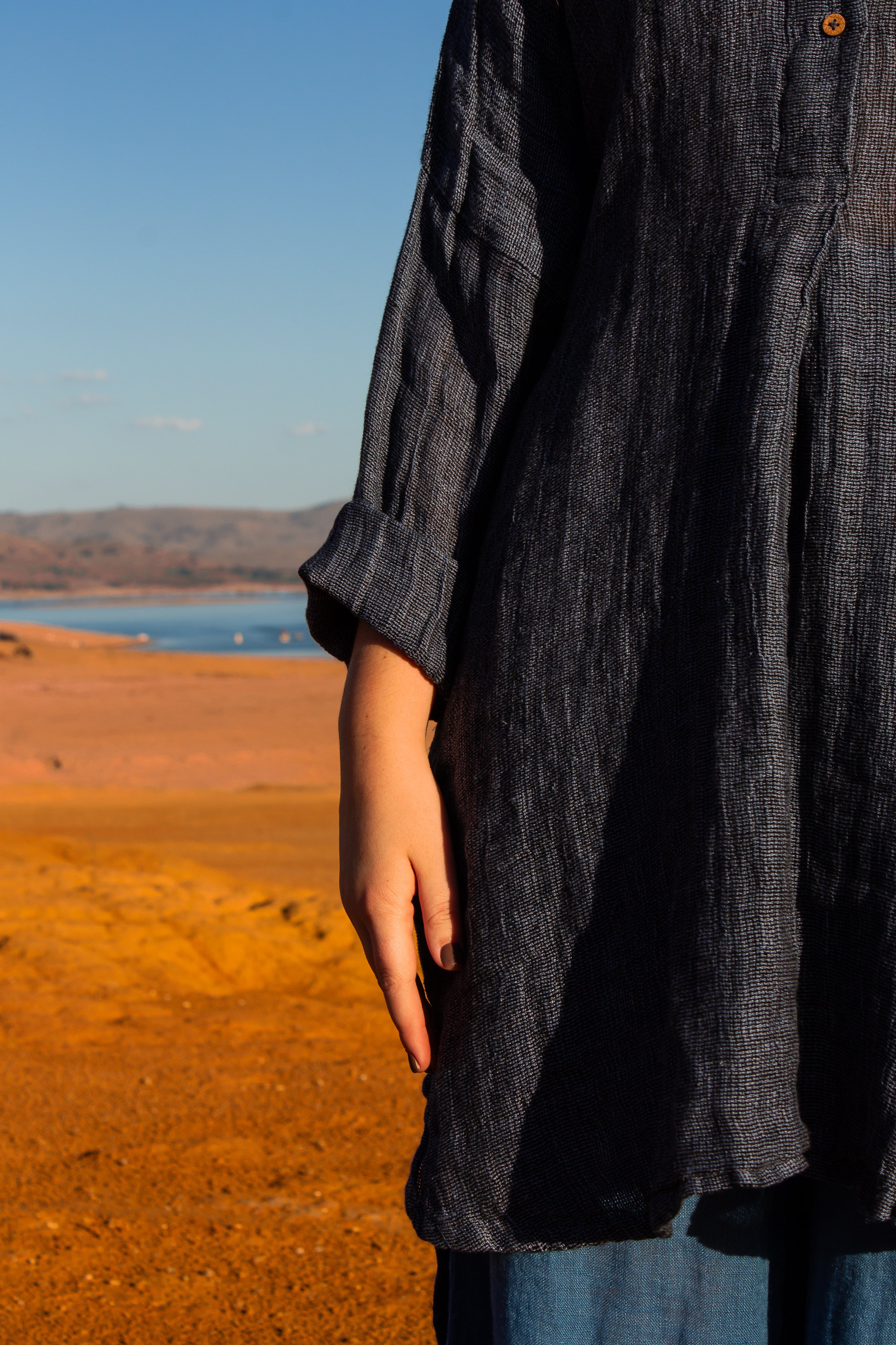 Portobello Shirt/Dress - Black + Azure Mesh