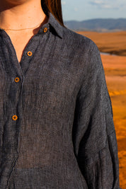 Portobello Shirt/Dress - Black + Azure Mesh