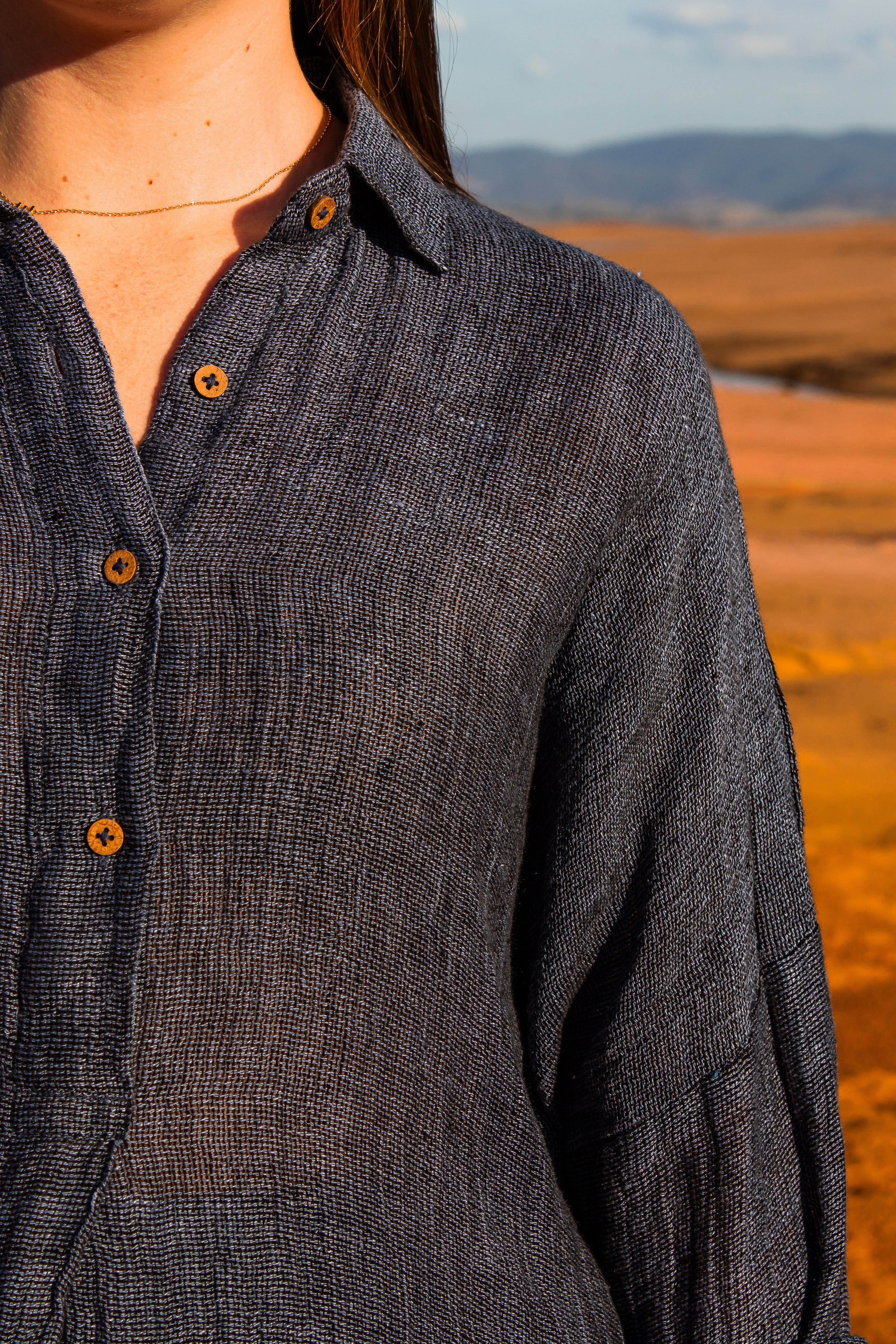 Portobello Shirt/Dress - Black + Azure Mesh