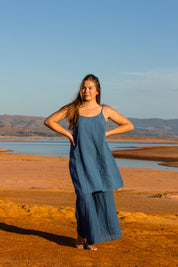 Posada Slip Dress - Azure Linen