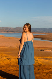 Posada Slip Dress - Azure Linen
