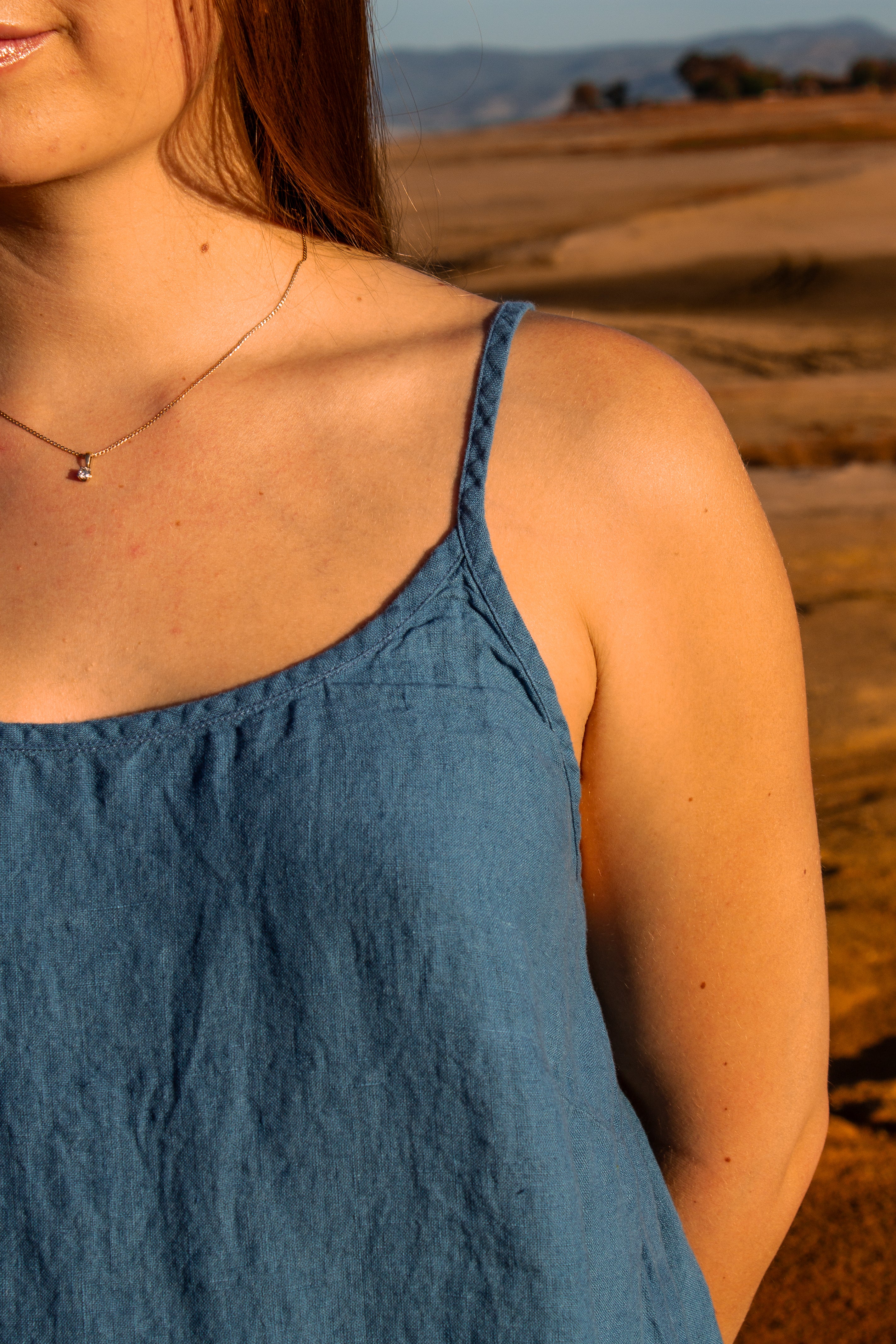 Posada Slip Dress - Azure Linen
