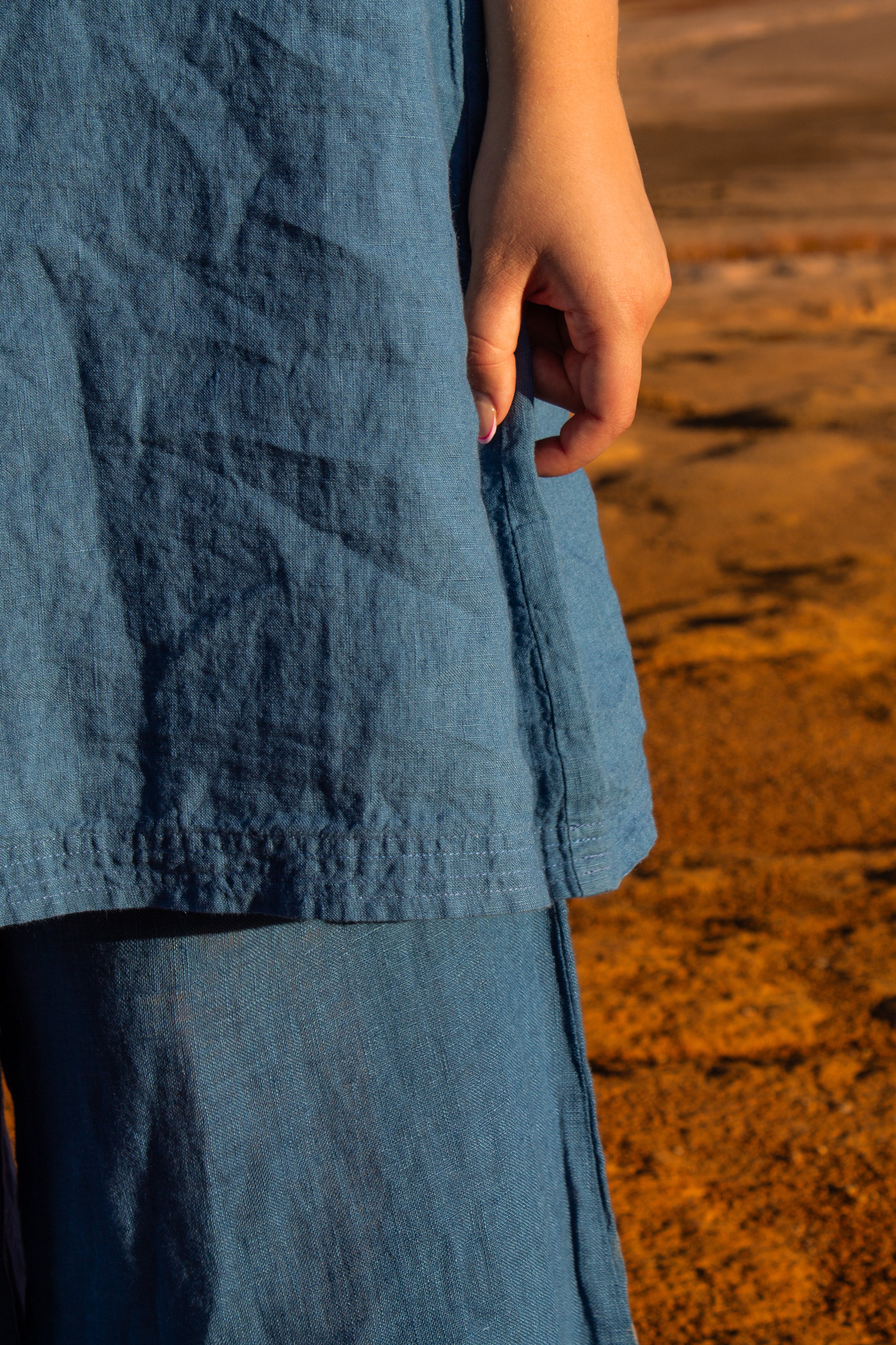 Posada Slip Dress - Azure Linen