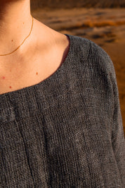 Monti Top - Black + Azure Woven Mesh