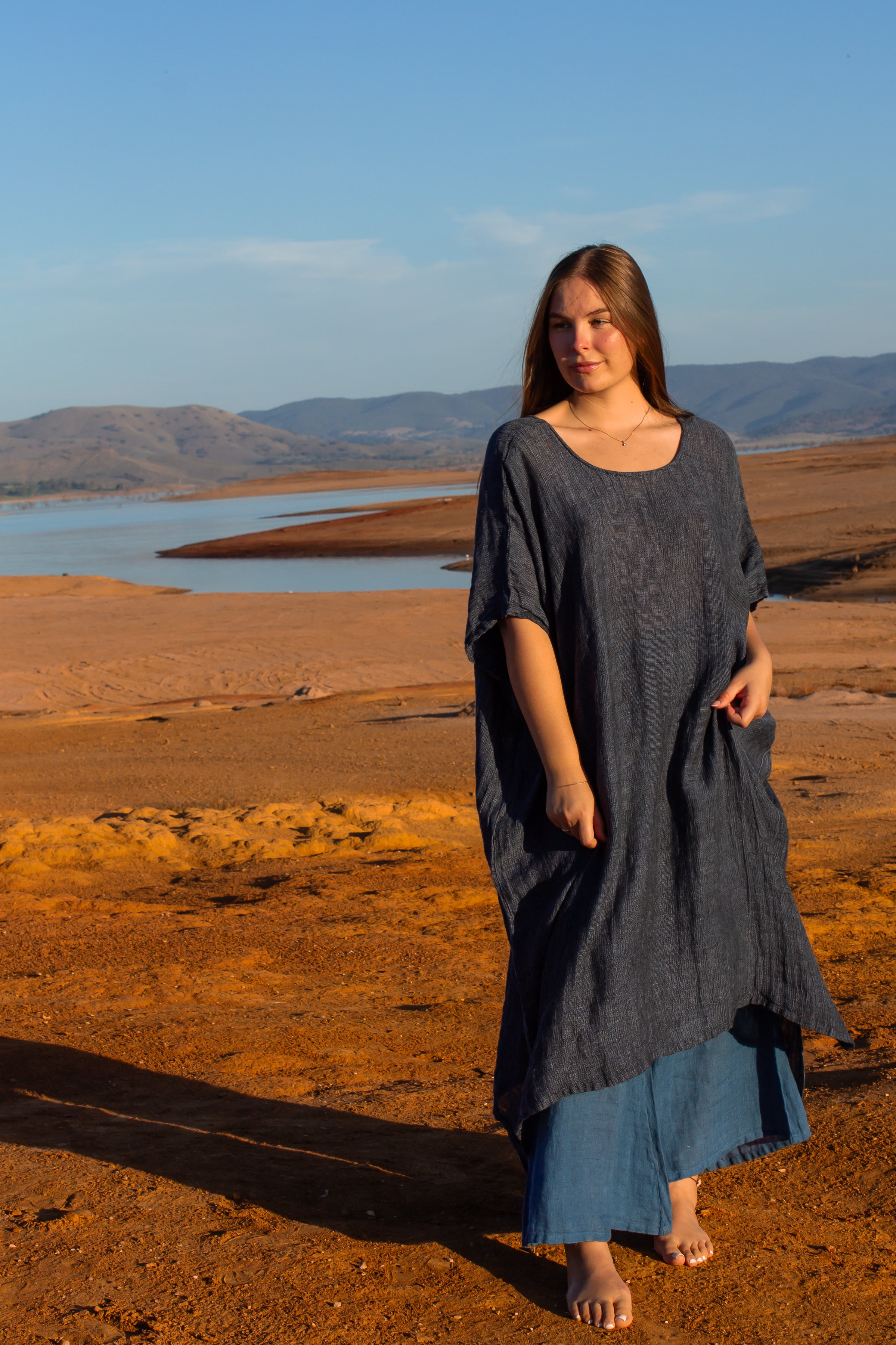 Tertenia Dress - Black + Azure Mesh