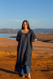 Tertenia Dress - Black + Azure Mesh
