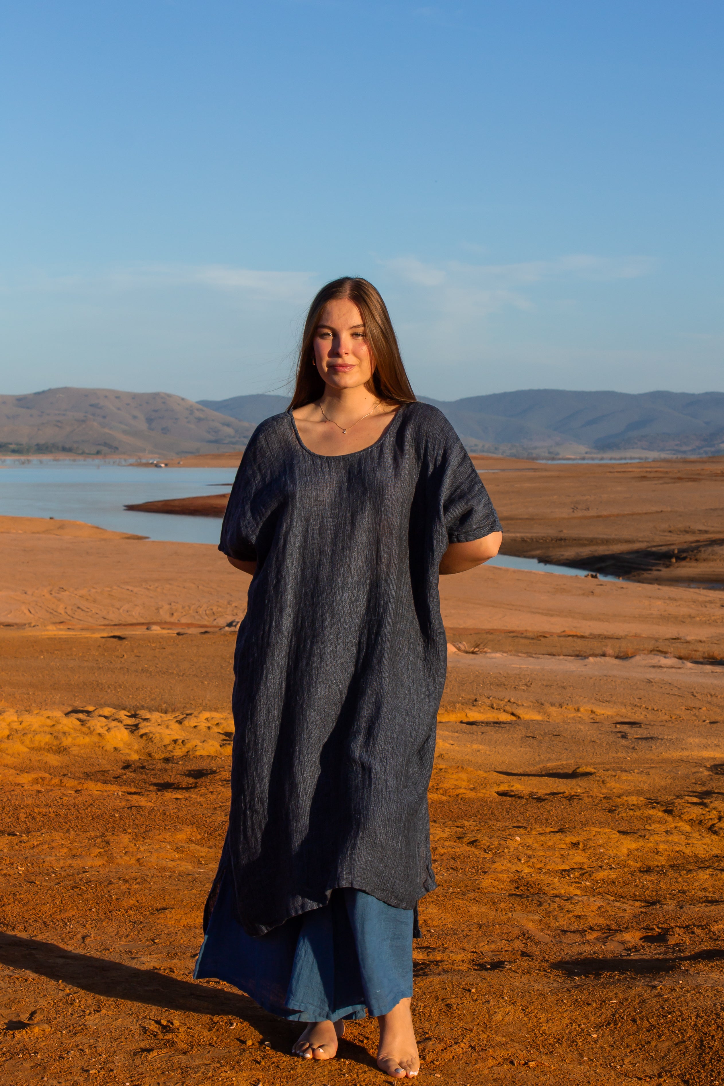 Tertenia Dress - Black + Azure Mesh