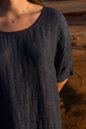 Tertenia Dress - Black + Azure Mesh