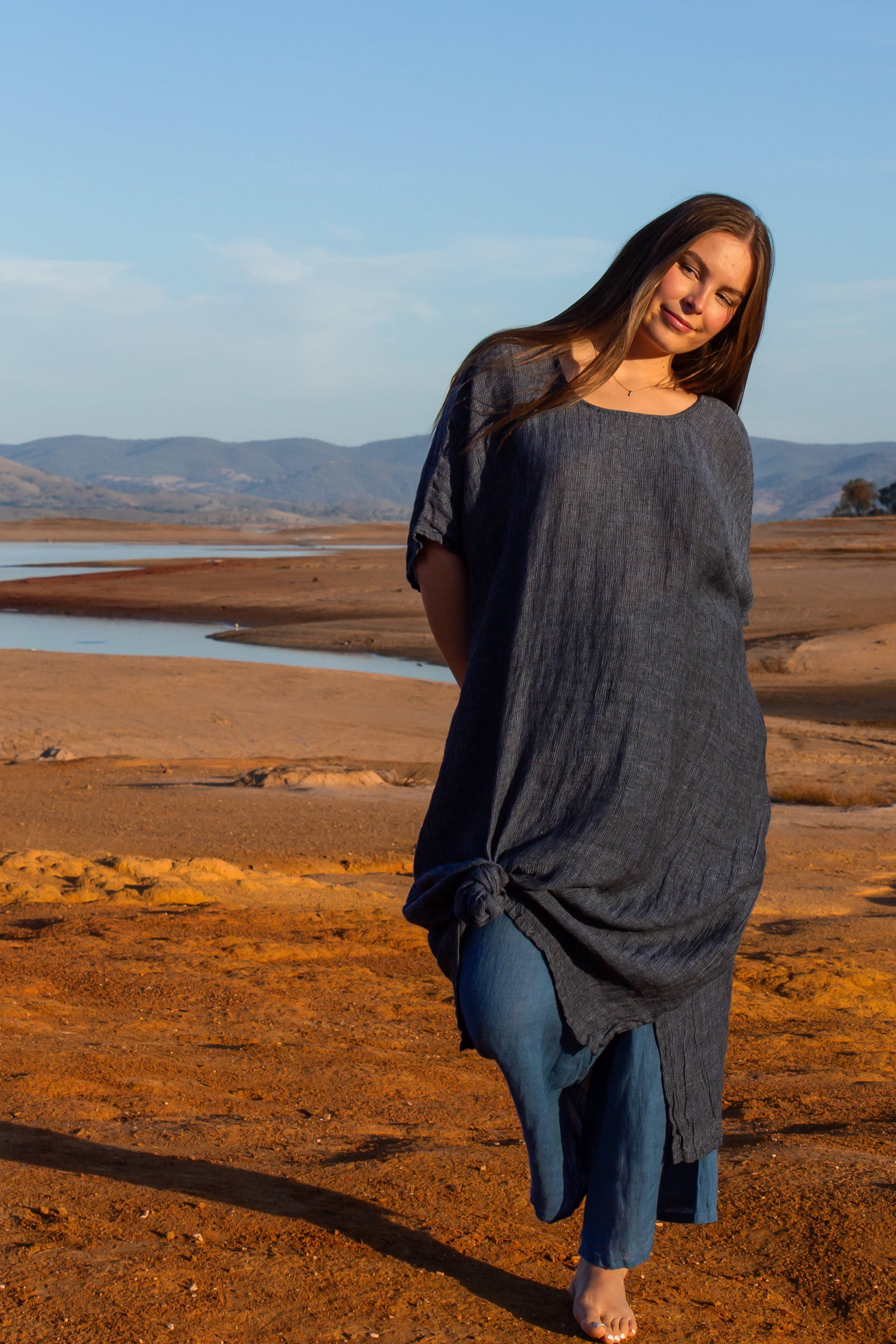 Tertenia Dress - Black + Azure Mesh