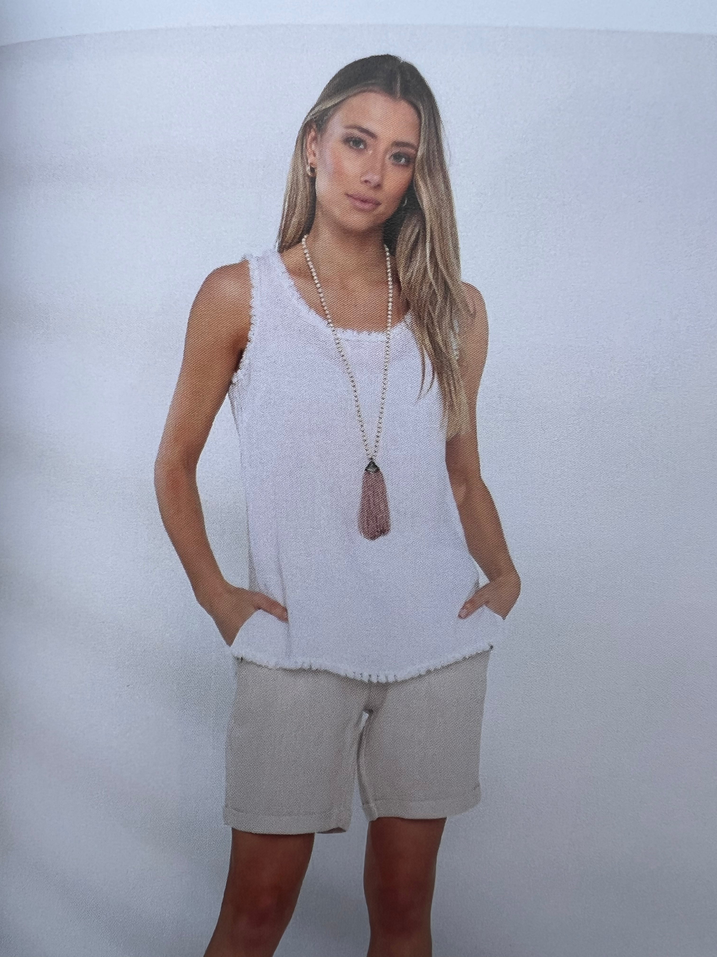 Emilie Linen Top - White