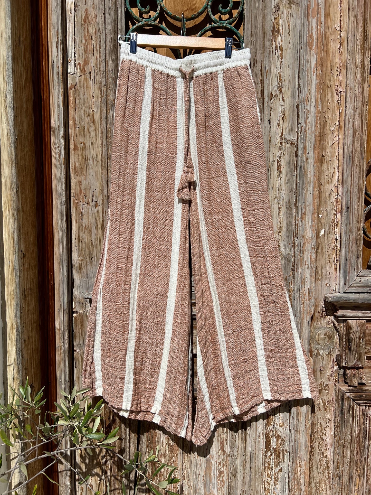 Alghero Pants - Wide Rust Stripe Mesh