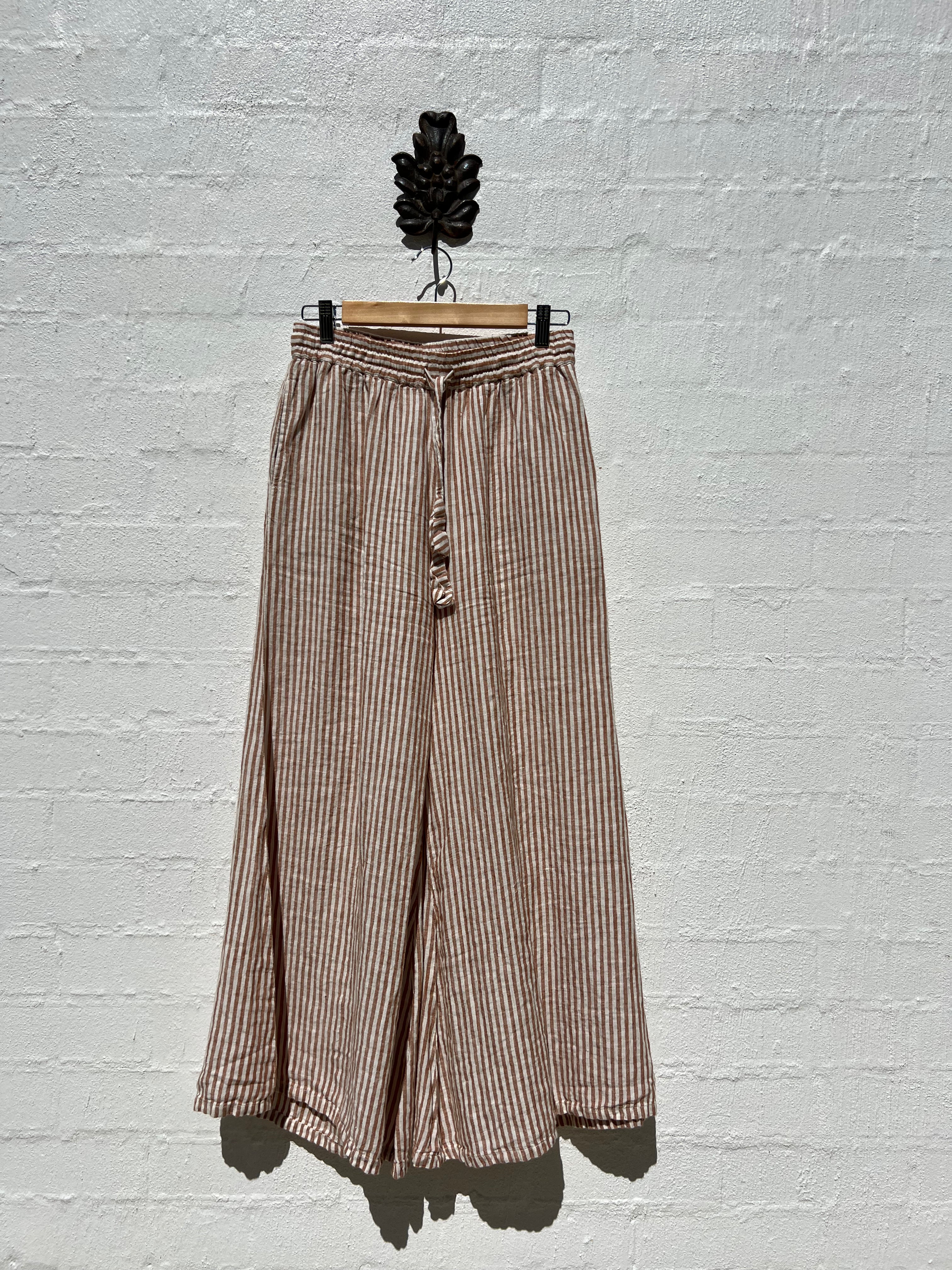 Alghero Pants - Rust Stripe Linen