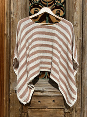 Anela Top - Rust Stripe Mesh