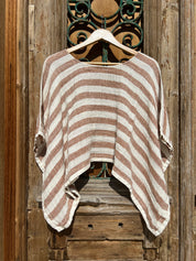 Anela Top - Rust Stripe Mesh