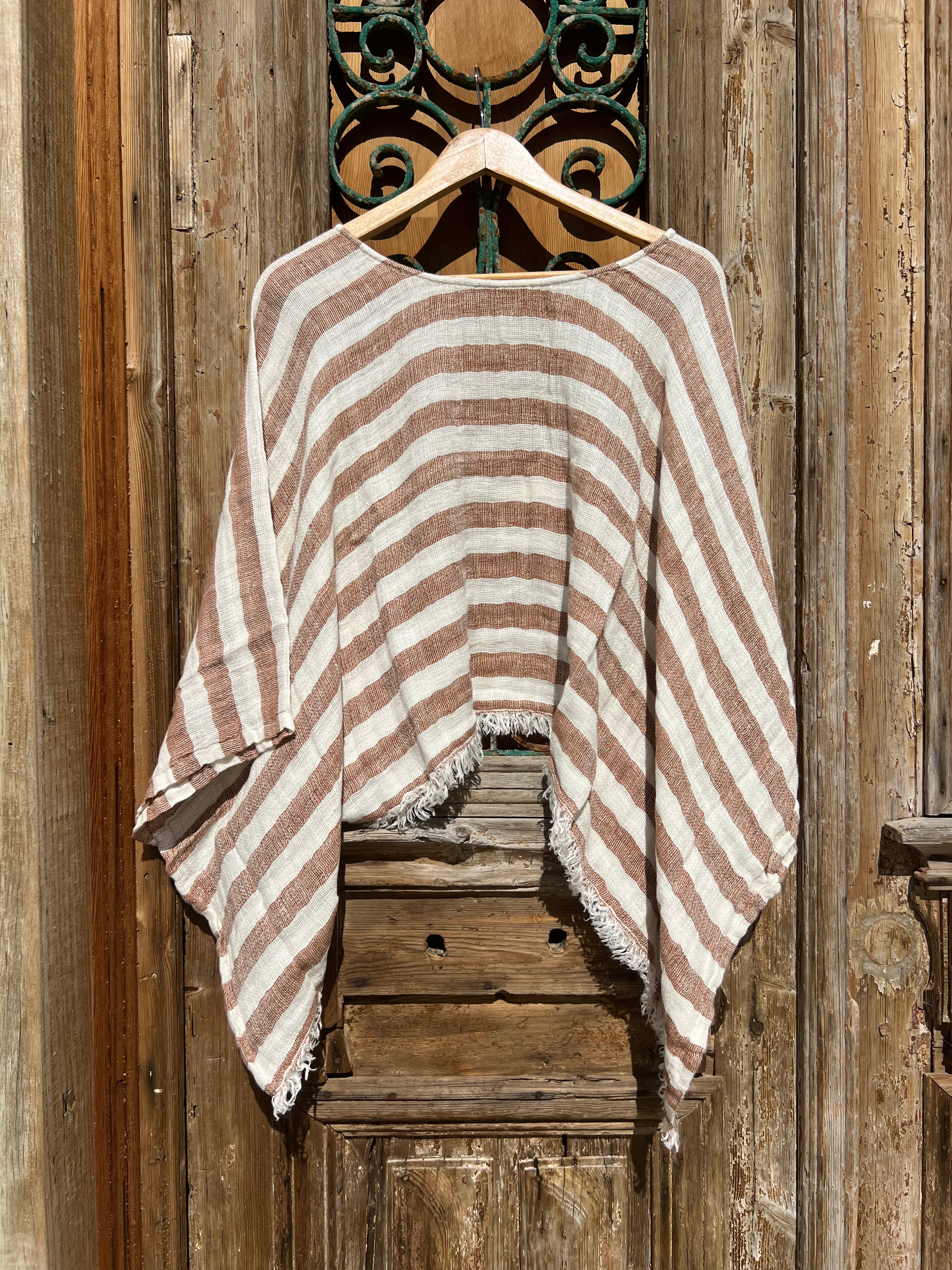 Bono Top - Rust Stripe Mesh