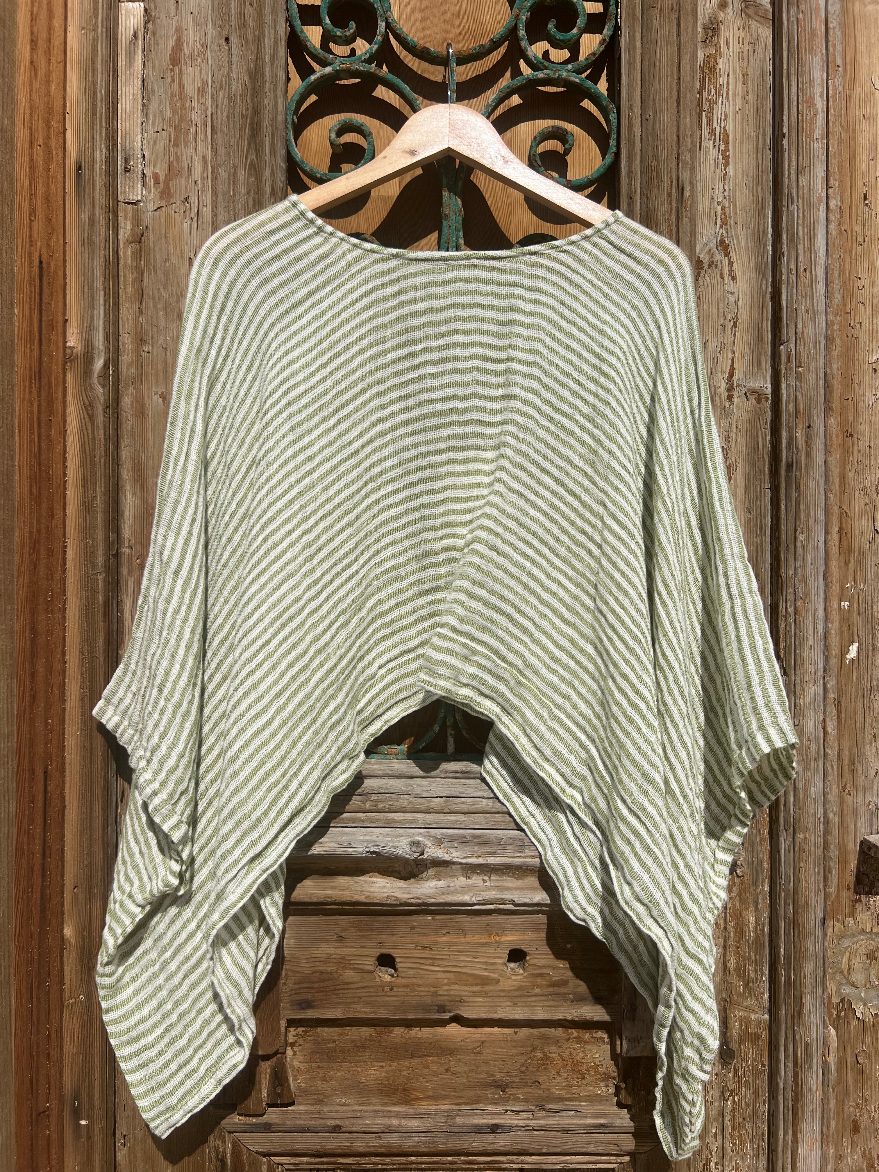 Anela Top - Green Stripe Mesh
