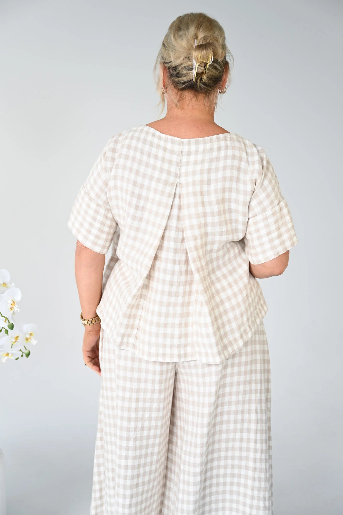 Trento Check Top | Beige
