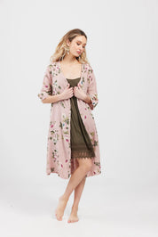 Abigail Floral Coat Dress - Blush Pink