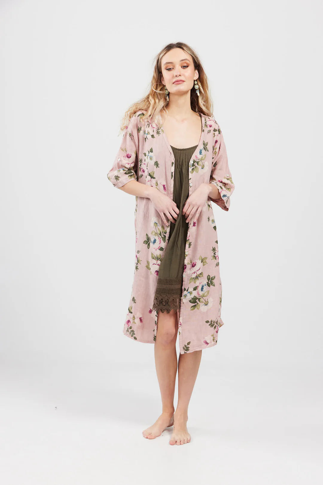Abigail Floral Coat Dress - Blush Pink