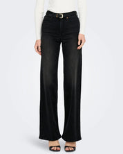 Madison Blush Stretch Wide Jeans - Black
