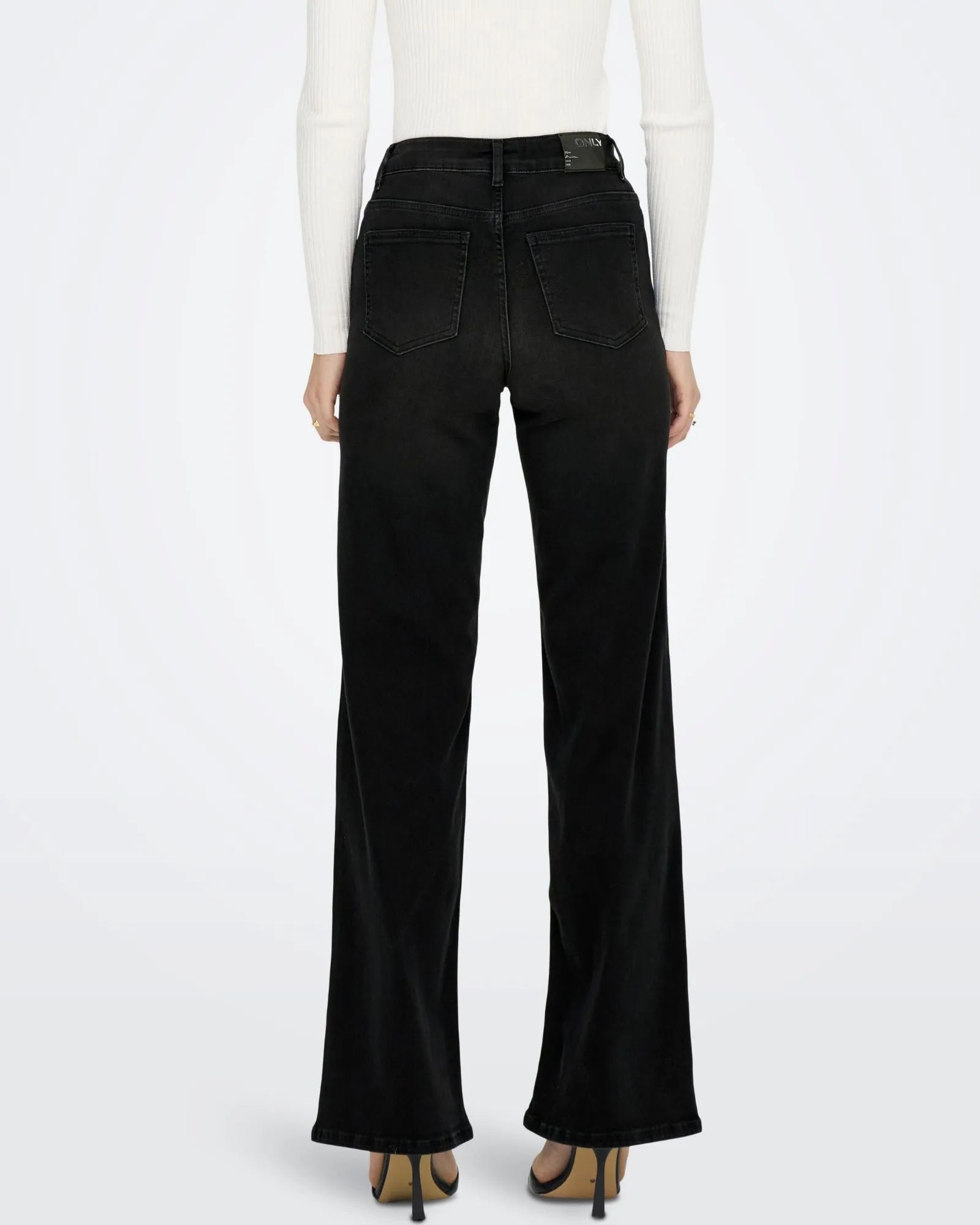 Madison Blush Stretch Wide Jeans - Black