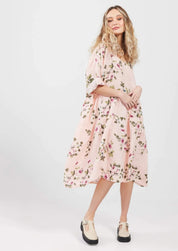 Stella Floral Linen Dress - Blush Rose