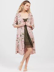 Abigail Floral Coat Dress - Antique Rose