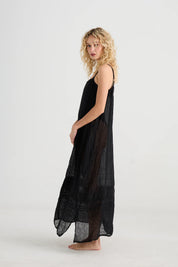Isadore Linen and Lace Cami dress - Licorice