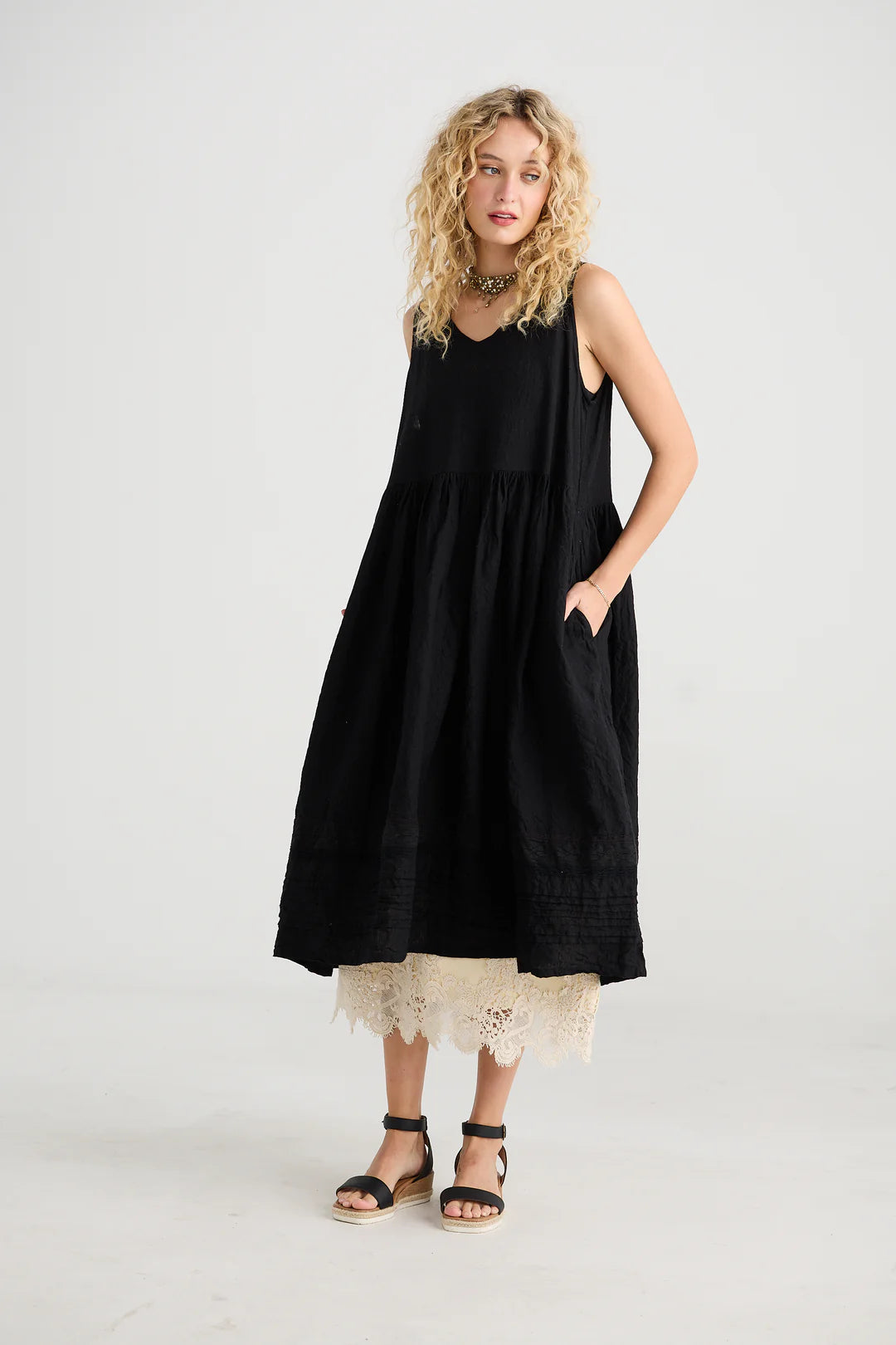 Cassandra Linen Dress - Licorice