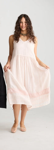 Cassandra Linen Dress - Powder Pink