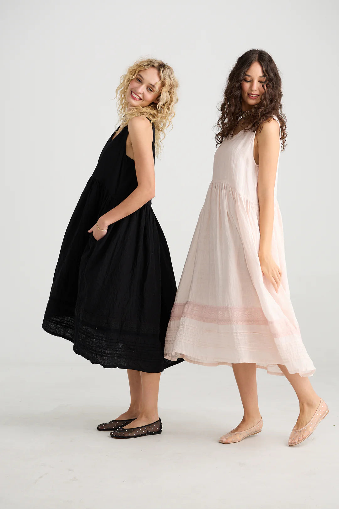 Cassandra Linen Dress - Powder Pink