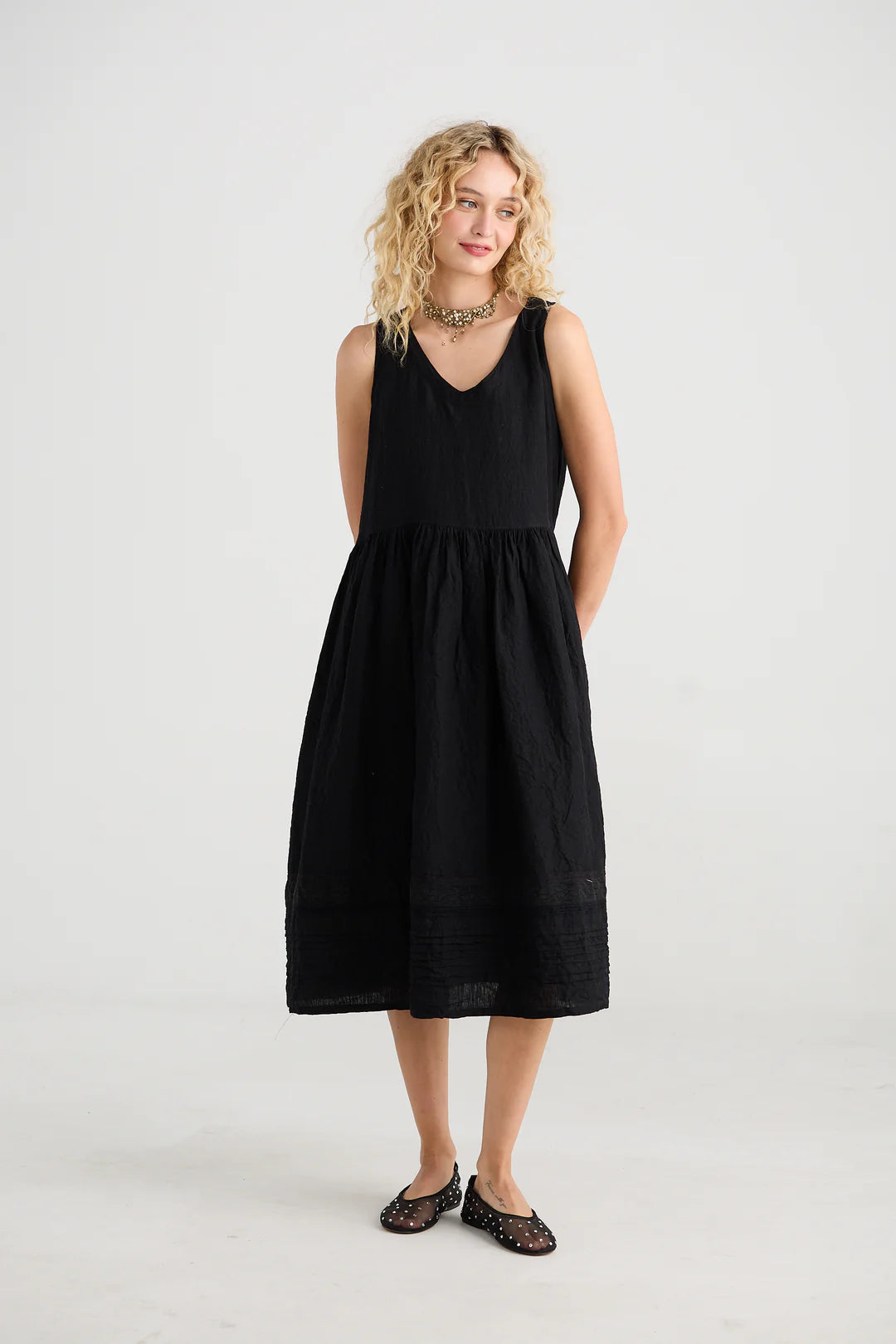 Cassandra Linen Dress - Licorice