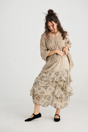 Angelica Linen Gauze Floral Skirt
