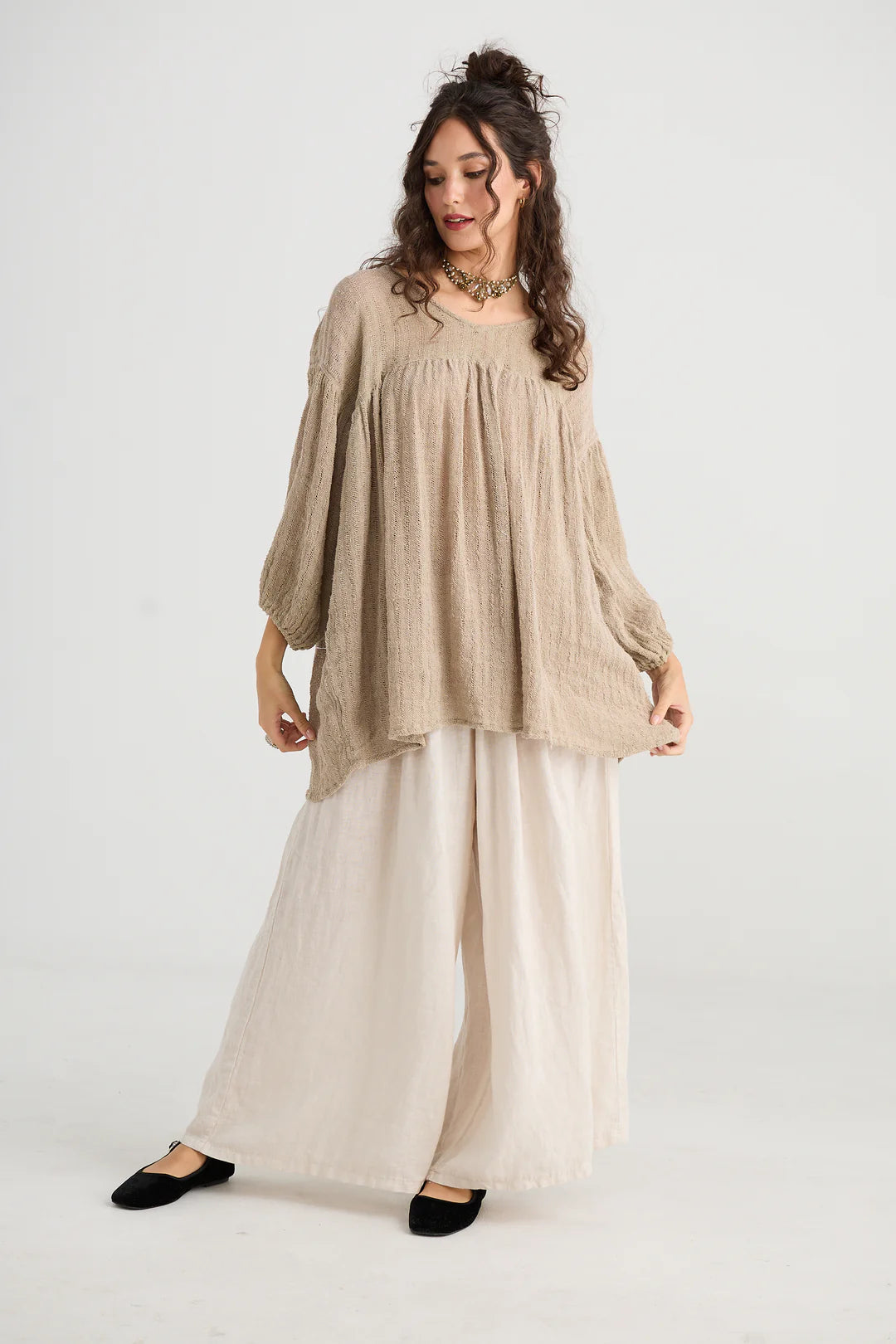 Sahara Linen Top - Desert Sand
