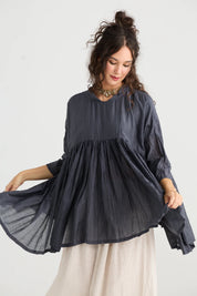 Shalimar Silk and Cotton Top -Ink
