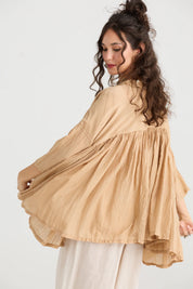 Shalimar Silk and Cotton Top - Caramel