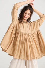 Shalimar Silk and Cotton Top - Caramel