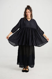 Shalimar Silk and Cotton Top - Ebony