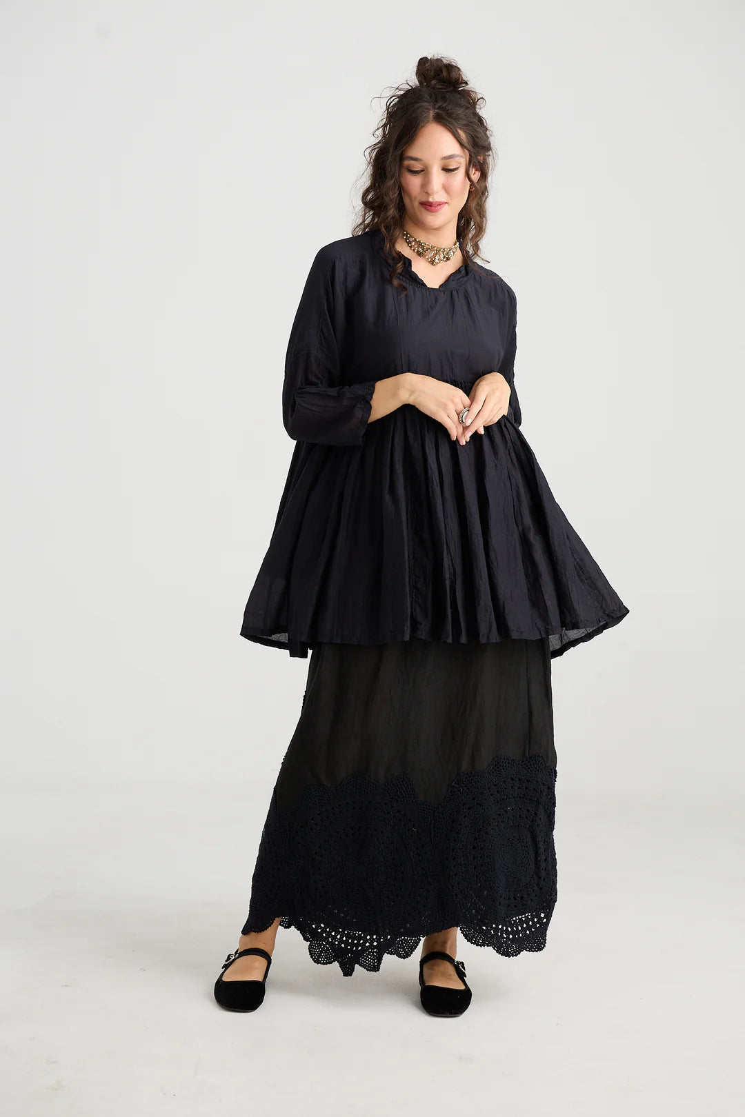 Shalimar Silk and Cotton Top - Ebony