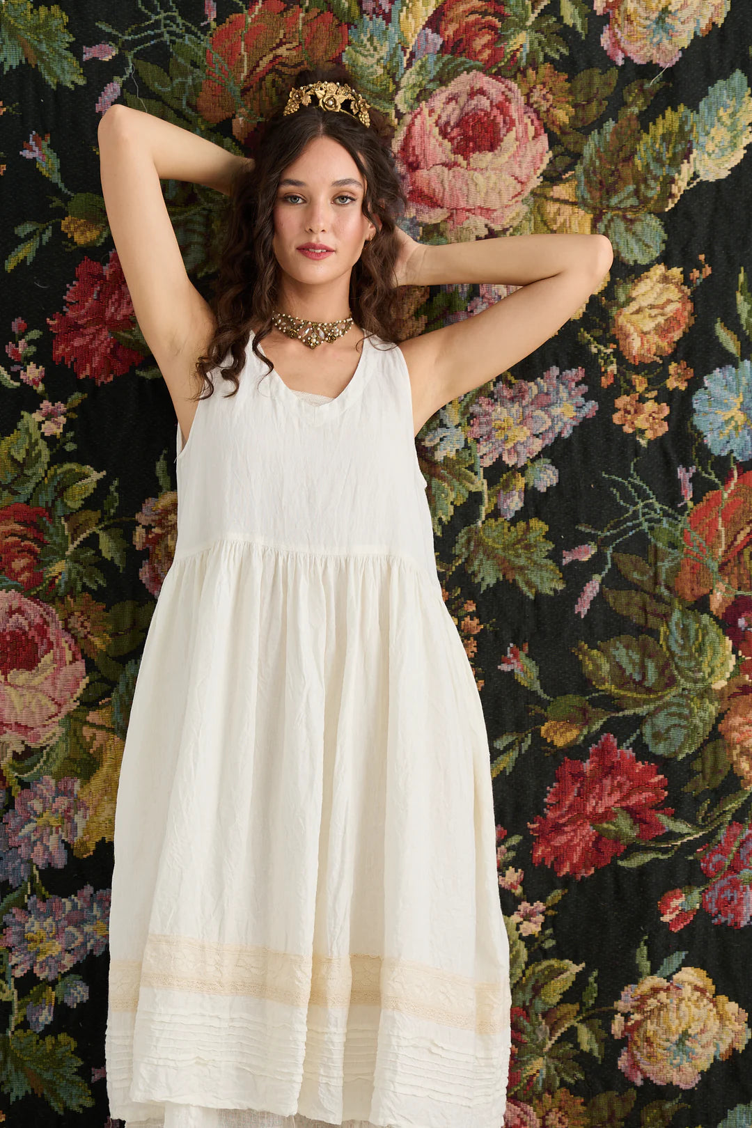 Cassandra Linen Dress - Cream Puff