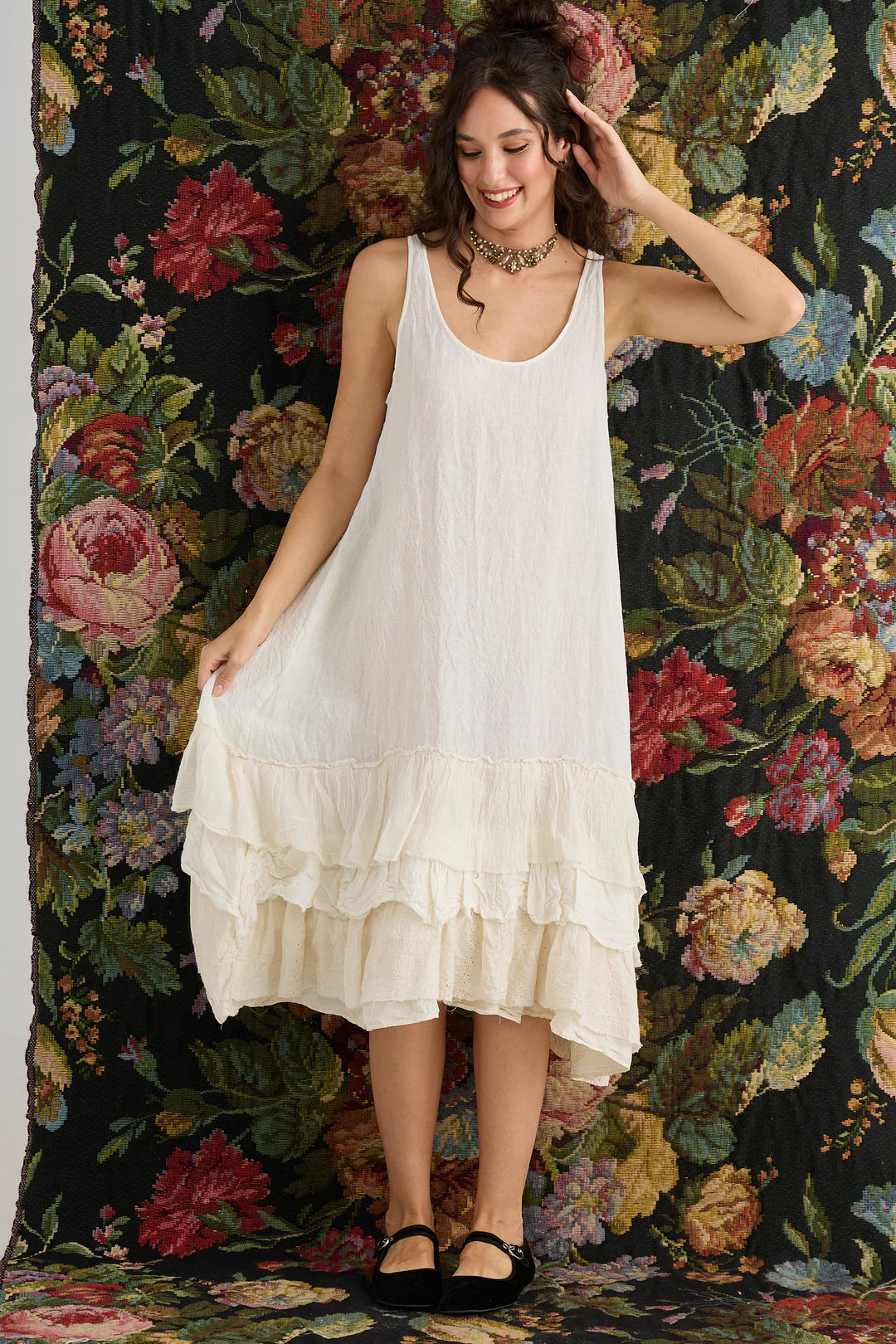 Waterlily Ruffle Dress - Cream Puff